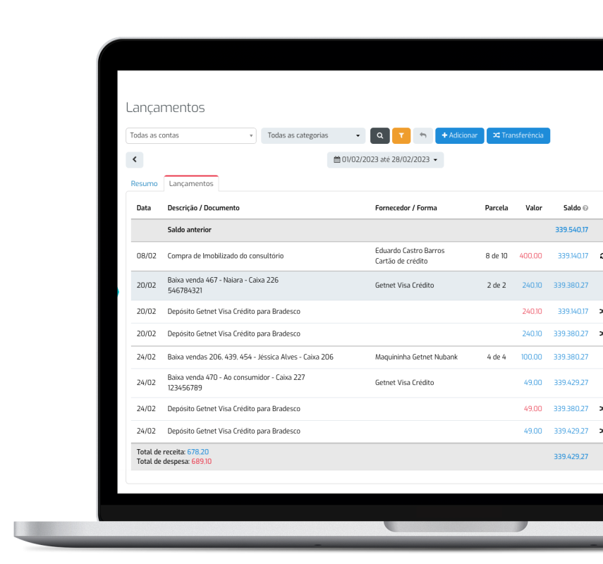 Lançamentos financeiros para calcular margem de lucro do pet shop no SimplesVet 